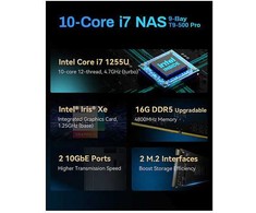 „TERRAMASTER T9-500 Pro NAS“ failų serveris: „Intel Core i7-1255U“, 16 GB RAM, 9 lizdai