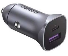 Automobilinis įkroviklis Ugreen CD130 USB-C/USB-A 30W pilkas