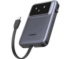 Nešiojamas įkroviklis UGREEN 10000mAh Power Bank su integruotu kabeliu