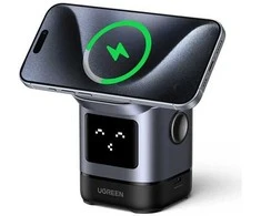 UGREEN Uno W709 2-in-1 Magnetic Wireless Charger 15W Įkrovimo stotelė Qi2 zertifiziert Ekranas fuer iPhone und AirPods