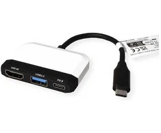 VALUE Ekranas Adapteris USB Typ C - HDMI, USB 3.2 Gen 1 Typ A, Typ C PD