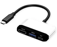 VALUE Ekranas Adapteris USB Typ C - HDMI, USB 3.2 Gen 1 Typ A, Typ C PD