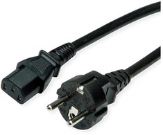 VALUE Netzkabel, IEC-Buchse &amp; CEE7/7-Stecker gerade, juodas, 0,6 m