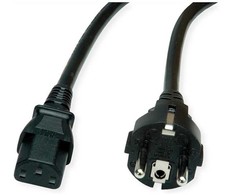 VALUE Netzkabel, IEC-Buchse &amp; CEE7/7-Stecker gerade, juodas, 1,8 m