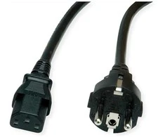 VALUE Netzkabel, IEC-Buchse &amp; CEE7/7-Stecker gerade, juodas, 1,8 m