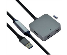 USB HUB Value VALUE Hub USB 3.2 Gen 1, 4 prievadai (2x USB-A + 2x USB-C), su ilgintuvu, juodas, 10 m