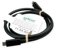 VALUE USB 3.2 Gen 2 Kabelis, C-C, ST/ST, 4K UHD-1, 10Gbit/s, Emark, 100W, wei, 1 m