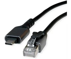 VALUE USB 3.2 Gen 2 Typ C zu Gigabit Ethernet Konverterkabel, juodas, 5 m