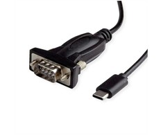 AV vertė VALUE Adapterio keitiklio kabelis USB – nuoseklus, C tipas – RS232, juodas, 1,8 m