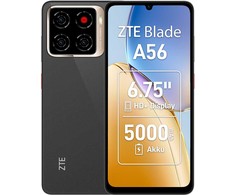 Išmanusis telefonas ZTE ZTE Blade A56 - 4G Išmanusis telefonas - Dual-SIM - RAM 4 GB / Interner Atmintis 64 GB - Micro SD slot - 6.75" - 1600 x 720 Pixel (90 Hz) - Triple-Kamera 13 MP, 0.08 MP, 0,08 MP - front camera 8 MP - Tiefschwarz