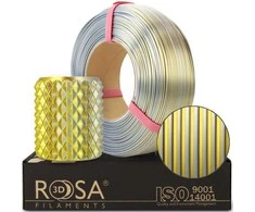 3D plastikas PLA dvipusė auksinė/sidabrinė 1.75mm 1kg refill pakuotė Rosa3D