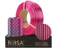 3D plastikas PLA dvipusė grafito/fuksijos 1.75mm 1kg refill pakuotė Rosa3D