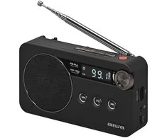 Aiwa Radijo imtuvas FM įkraunamas su USB/Micro SD/3.5mm lizdu, juodas