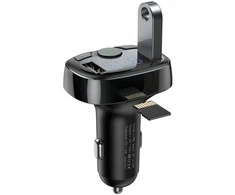 Baseus Automobilinis FM moduliatorius, įkroviklis su Bluetooth 12-24V 2xUSB 3.4A, juodas