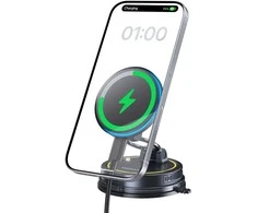 Baseus Automobilinis magnetinis laikiklis telefonams su belaidžiu įkrovimu 15W PrimeTrip VC2 Flex Pro, juodas