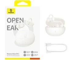 Baseus Belaidės Bluetooth 6.0 ausinės Bass BC1 su įkrovimo dėklu, baltos