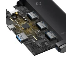 Baseus Šakotuvas USB-A 4 prievadų (USB 3.0) 25cm, juodas