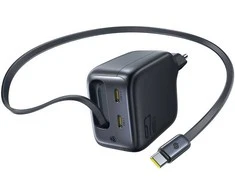 Baseus Sieninis įkroviklis EnerCore CJ11 67W 2xUSB-C su ištraukiamu USB-C kabeliu 0.8m, juodas