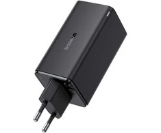 Baseus Sieninis įkroviklis GaN6 Pro 100W 2xUSB-A + 2xUSB-C QC PD su USB-C kabeliu 1m, juodas