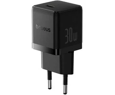 Baseus Sieninis įkroviklis Palm 30W USB-C QC3.0 PD3.0 su USB-C kabeliu 1m, juodas