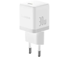 Baseus Sieninis įkroviklis Palm 30W USB-C QC3.0 PD3.0 su USB-C kabeliu 1m, baltas