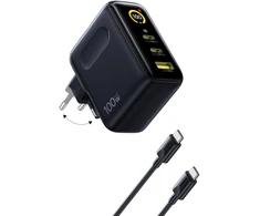 Baseus Sieninis įkroviklis PicoGo AE21 100W USB-A + 2xUSB-C QC PD su ekranu, juodas