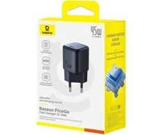 Baseus Sieninis įkroviklis PicoGo GaN 45W USB-C QC PD, juodas