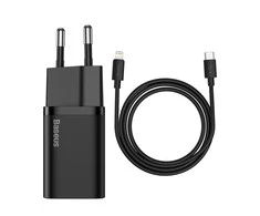 Baseus super Si Greitas įkroviklis 1C 20W su USB-C - Lightning kabeliu 1m - Juodas
