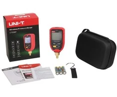 Belaidis slėgio matuoklis, -1 iki 60 bar; ±0,5 % FS; aukšto/žemo slėgio perjungimas ir LED indikatorius, Bluetooth, 8000 duomenų atmintis, UNI-T