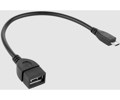 Cabletech Kabelis USB A lizdas - micro USB B kištukas 0.2m, OTG, juodas