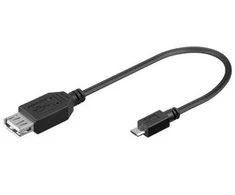 Cabletech Kabelis USB A lizdas - micro USB B kištukas 0.2m, OTG, juodas