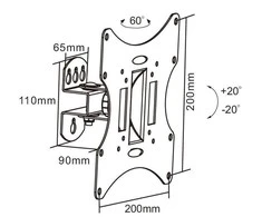 Cabletech Laikiklis sieninis reguliuojamas TV 23-42" (maks. 30kg)