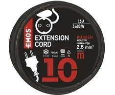 Emos Ilgiklis 1 lizdo 10m su įžeminimu 3x2.5 mm² IP44 su gumine izoliacija, juodas