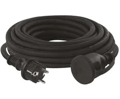 Emos Ilgiklis 1 lizdo 10m su įžeminimu 3x2.5 mm² IP44 su gumine izoliacija, juodas