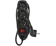 Emos Ilgiklis 3 lizdų 1.5m su įžeminimu, su jungikliu (juodas) 1.5mm²