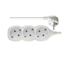 Emos Ilgiklis 3 lizdų 1.5m su įžeminimu (baltas) 1.5mm²