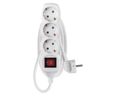 Emos Ilgiklis 3 lizdų 1.5m su įžeminimu, su jungikliu (baltas) 1.5mm²