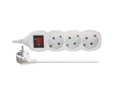Emos Ilgiklis 3 lizdų 5.0m su įžeminimu, su jungikliu (baltas) 1.5mm²