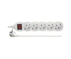 Emos Ilgiklis 5 lizdų 3.0m su įžeminimu, su jungikliu (baltas) 1.5mm²