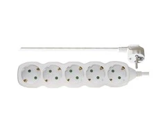 Emos Ilgiklis 5 lizdų 5.0m su įžeminimu (baltas) 1.5mm²