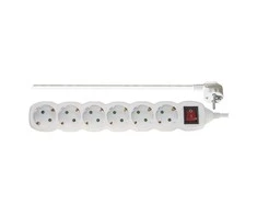 Emos Ilgiklis 6 lizdų 5.0m su įžeminimu (baltas), su jungikliu 1.5mm²