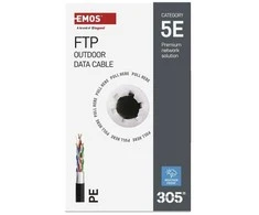 Emos Kabelis F/UTP CAT5e 24AWG (juodas, lauko salygoms), viengyslis, varinis, Eca