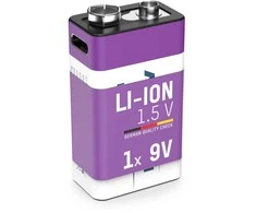 Įkraunamos baterijos 1604 9V 400mAh (Li-Ion 3.7Wh) su USB-C lizdu, max iškrovimo srovė 0.4A ANSMANN
