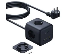Baseus EnerFill FA11 67W Power Strip, USB-A + USB-C Cube + 3 x EU Socket 1.5m – juodos spalvos
