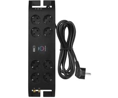 Ilgiklis su apsauga nuo viršįtampių (1800J) 8 lizdų, 3m, TV antenos (IEC), RJ45 apsaugos, juodas EMOS