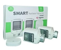 Išmanių termostatų komplektas, 2x termostatai + ZigBee - Wi-Fi stotelė, TUYA, valdomas programėle, WOOX
