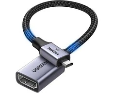 Kabelis/adapteris HDMI lizdas - micro HDMI kištukas 20cm 8K@60Hz HD182 UGREEN