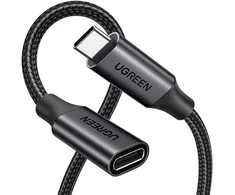 Kabelis ilgiklis USB C kištukas - USB C lizdas USB3.2 100W 1m 10Gbps juodas US372 UGREEN