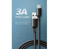 Nikeliu dengtas USB-C kabelis UGREEN 1m juodas