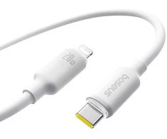 Kabelis USB C - IP Lightning 2m 20W baltas porėto silikono izoliacija BASEUS
